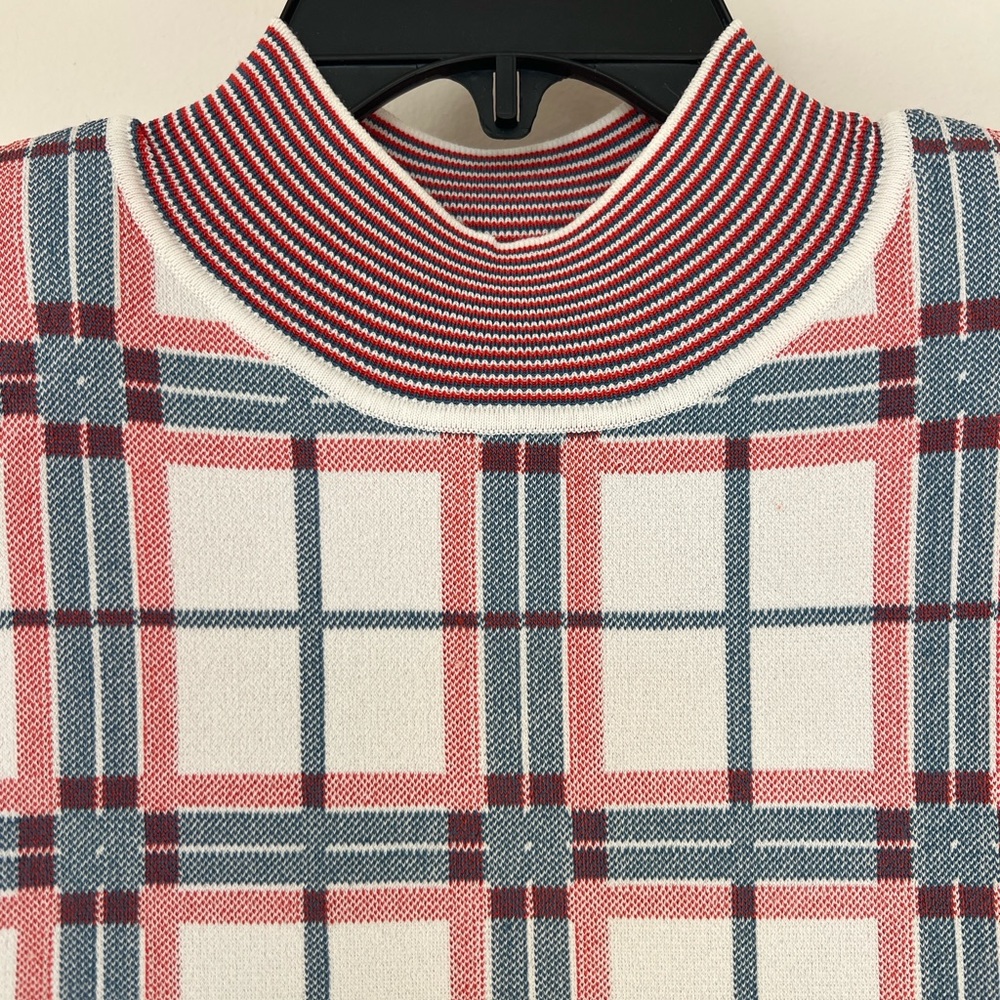 Veronica Beard Sleeveless Top with High Neck, red, white & blue. XS.
